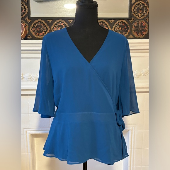 Banana Republic Wrap Blouse (Blue, XL) - Picture 1 of 2